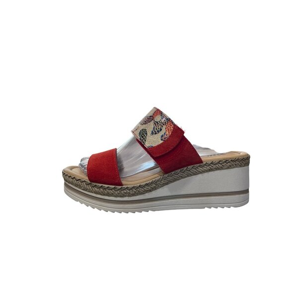 Spring Step Laveta Platform Wedge Sandal Italy Leather Red Floral EU 38 US 7.5-8 - Picture 8 of 9